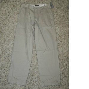 Mens Dress Pants Apt 9 Beige Khakis 33x32 Flat Front Classic Fit Casual